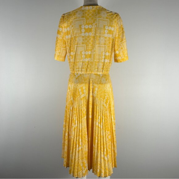❤️ Vintage Made in Canada Chic Yellow Patterned Midi Dress 10 - Picture 2 of 11